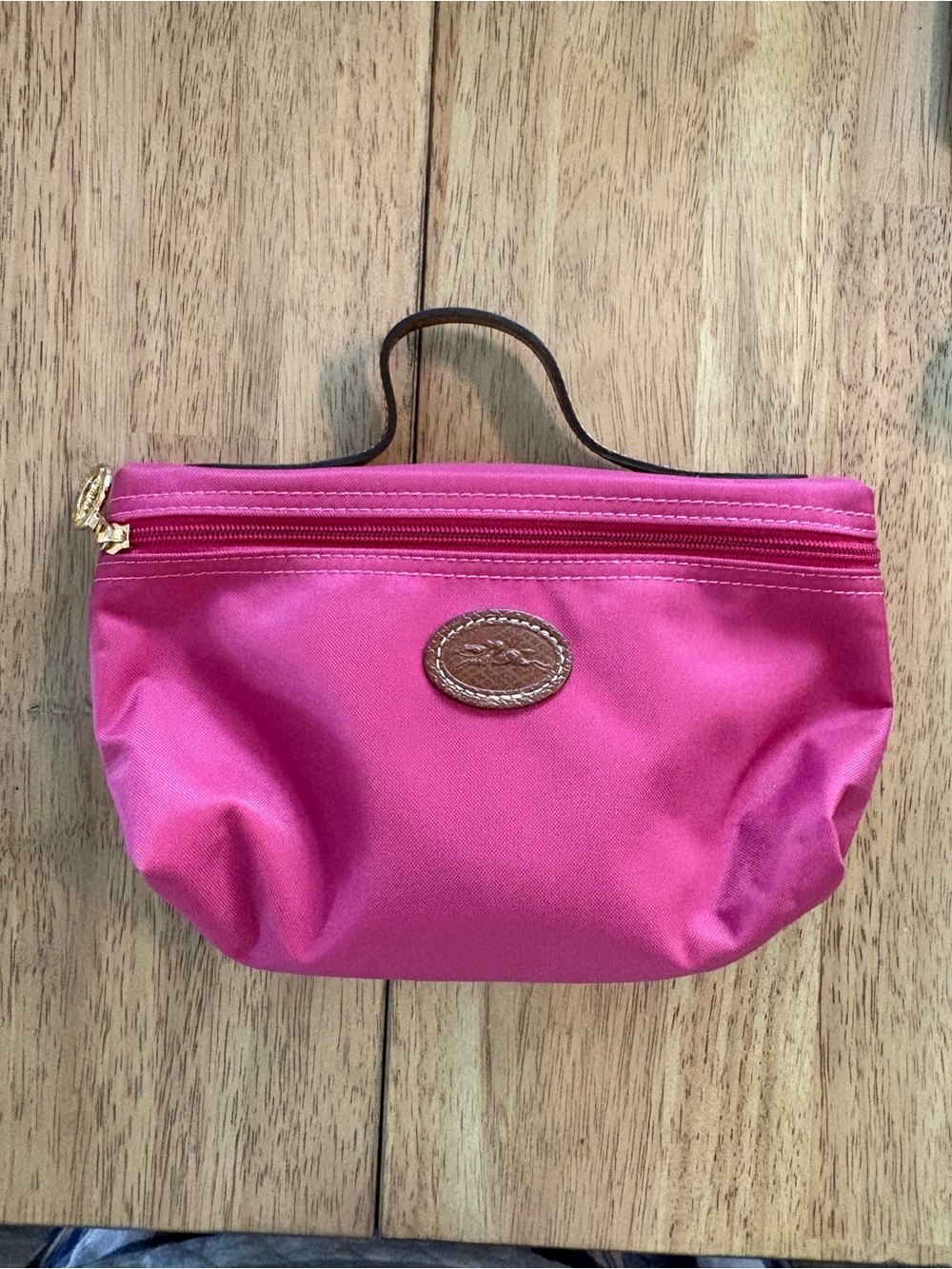 Longchamp Le Pliage Fuschia Nylon Pouch with Top Handle